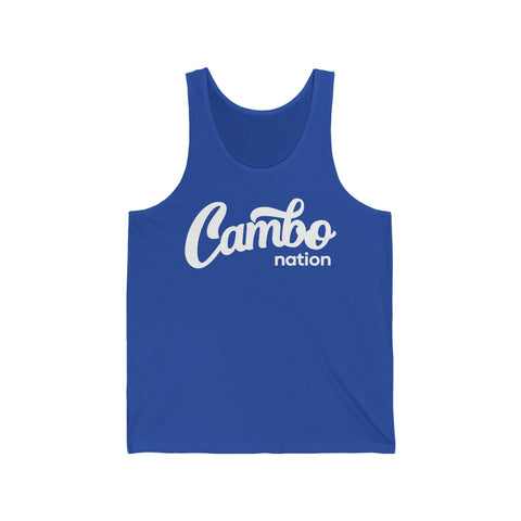 Image of Cambo Nation Script White Font | Unisex Jersey Tank