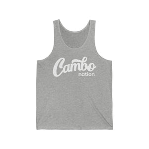 Cambo Nation Script White Font | Unisex Jersey Tank